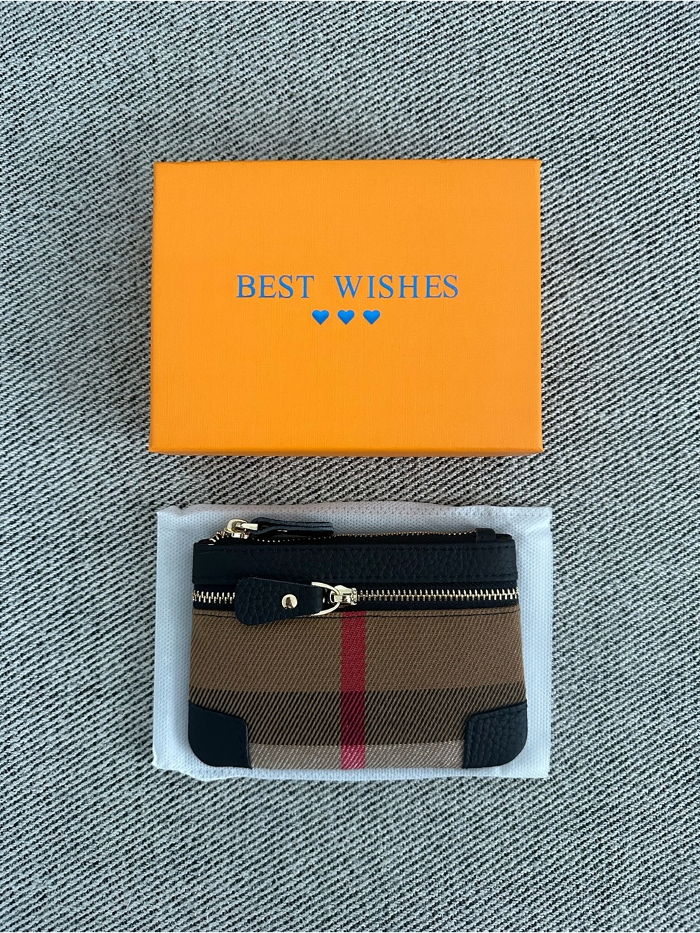 Classic Plaid Coin Purse Wallet with Gift Box